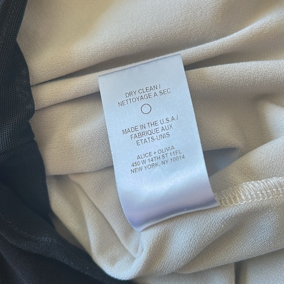 ALICE + OLIVIA Collared Beaded Bodysuit Long Black Lace Top Floral Embroidery M - Picture 10 of 14